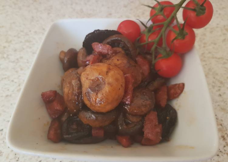 My Garlic Mushrooms &amp; Chorizo cooked in Garlic Butter