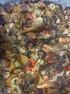 Una foto de Filetes de pavo y salmón al horno con setas