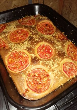 Una foto de Fainá licuado de Tomate relleno