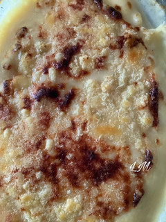 Una foto de Puerros gratinados con pavo y bechamel de mostaza