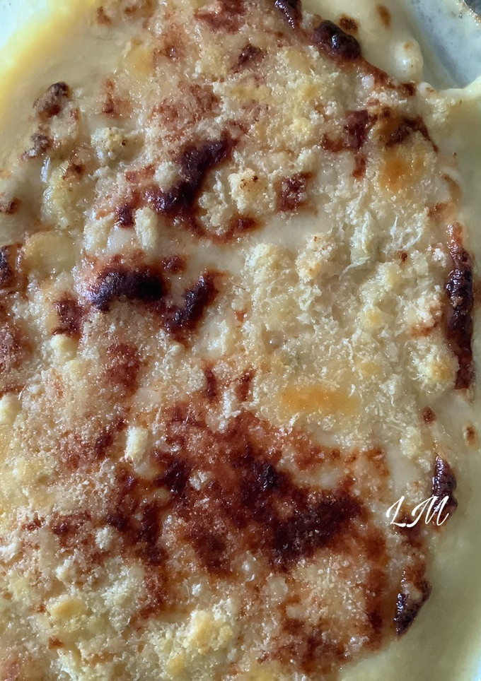 Una foto de Puerros gratinados con pavo y bechamel de mostaza