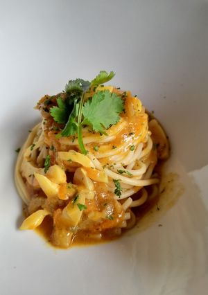 Una foto de Spaghetti con sepia