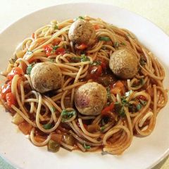 A picture of Vegan Meatballs Spaghetti.