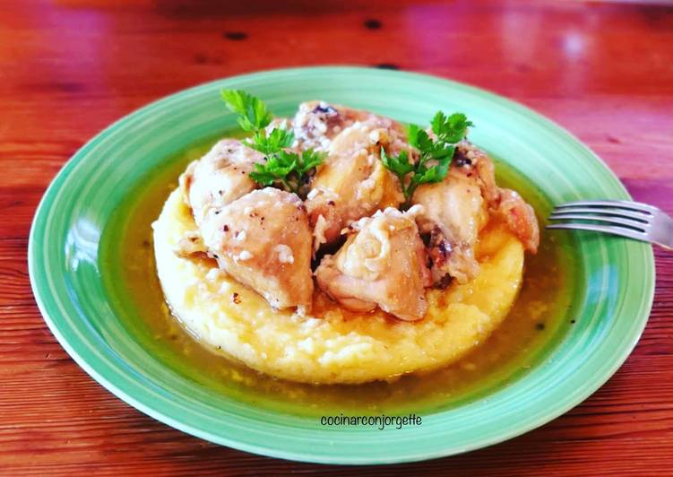 Pollo al ajillo con masa de maíz 🌽 - sin gluten sin lactosa