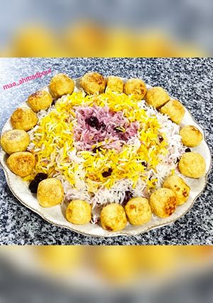 عکسی از دستور آلبالو پلو با گوشت قلقلی