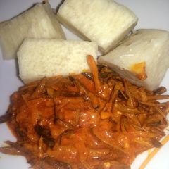 A picture of Ukpaka & Boiled Yam.