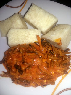 A picture of Ukpaka & Boiled Yam.
