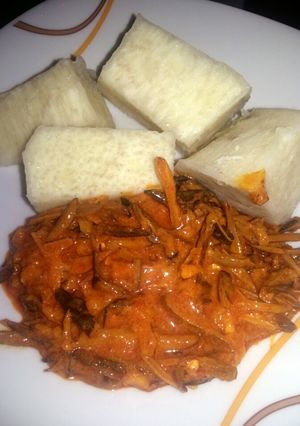 A picture of Ukpaka & Boiled Yam.