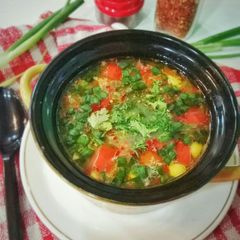 A picture of Barley and Vegetables soup.