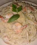 Spaghetti con camarones
