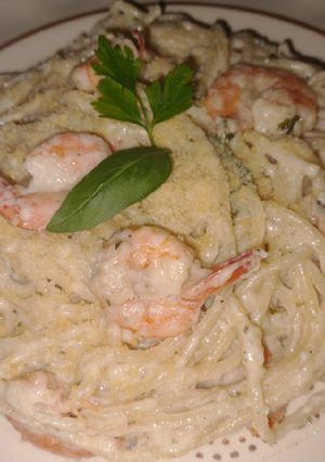 Una foto de Spaghetti con camarones