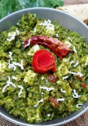 A picture of Palak paneer khichdi.