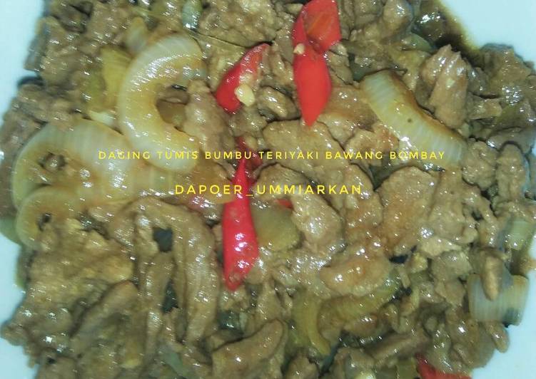 Daging tumis bumbu teriyaki bawang bombay