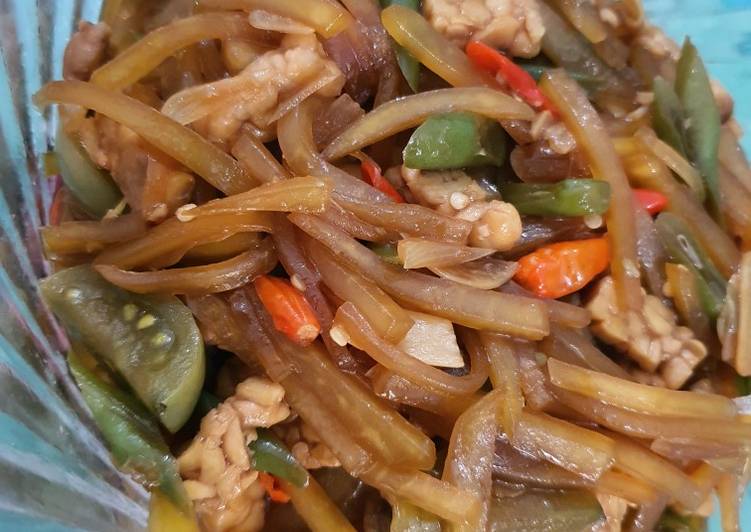 Tumis Pepaya Muda + Buncis + Tempe saos Kecap