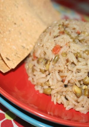 A picture of Moong sprout pulao.
