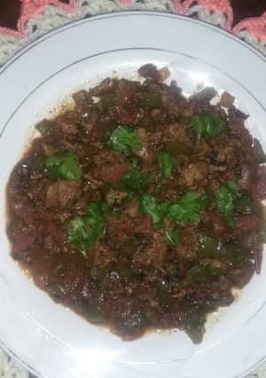 صورة لوصفة كبدة مع طماطم والفلفل 😌😊