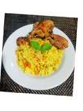 Arroz primavera con patas de pollo