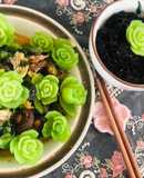 Cải thìa xào nấm hương