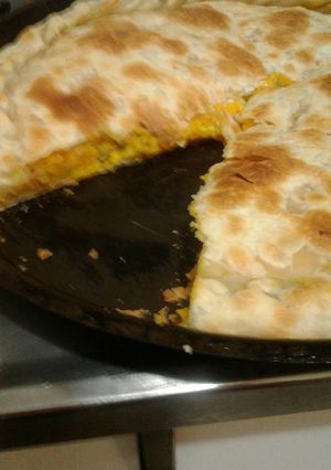 Una foto de Tarta de zapallo y arvejas