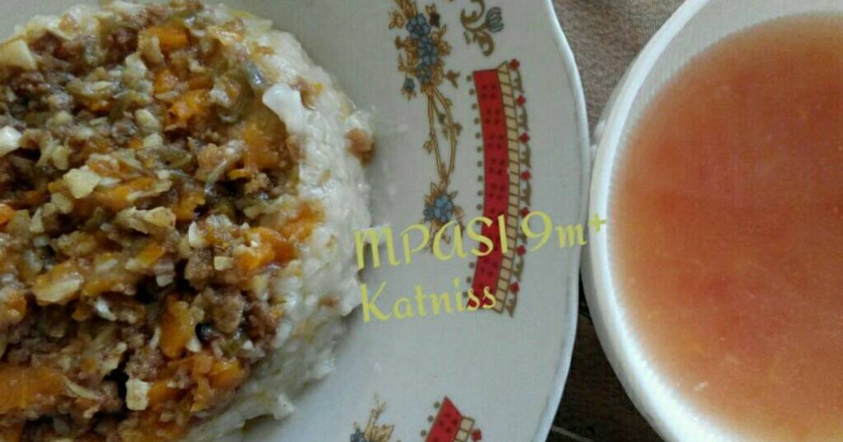 Resep Nasi Tim Daging Sapi & Sup Tomat (MPASI 9m+) oleh Jejesica Cookpad