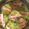 Revuelto de patata y col con panceta ibérica