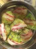 Revuelto de patata y col con panceta ibérica 