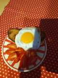 Croque Madam or cheese and ham toast with egg