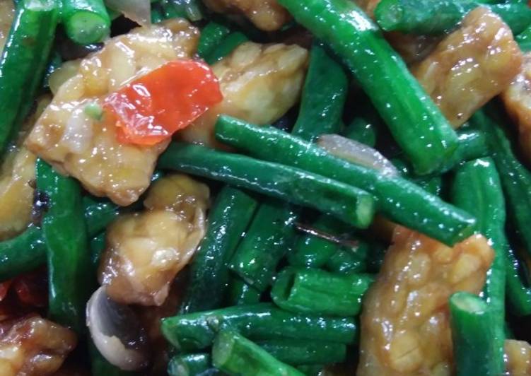 Tumis tempe kacang panjang Tumis tempe kacang panjang
