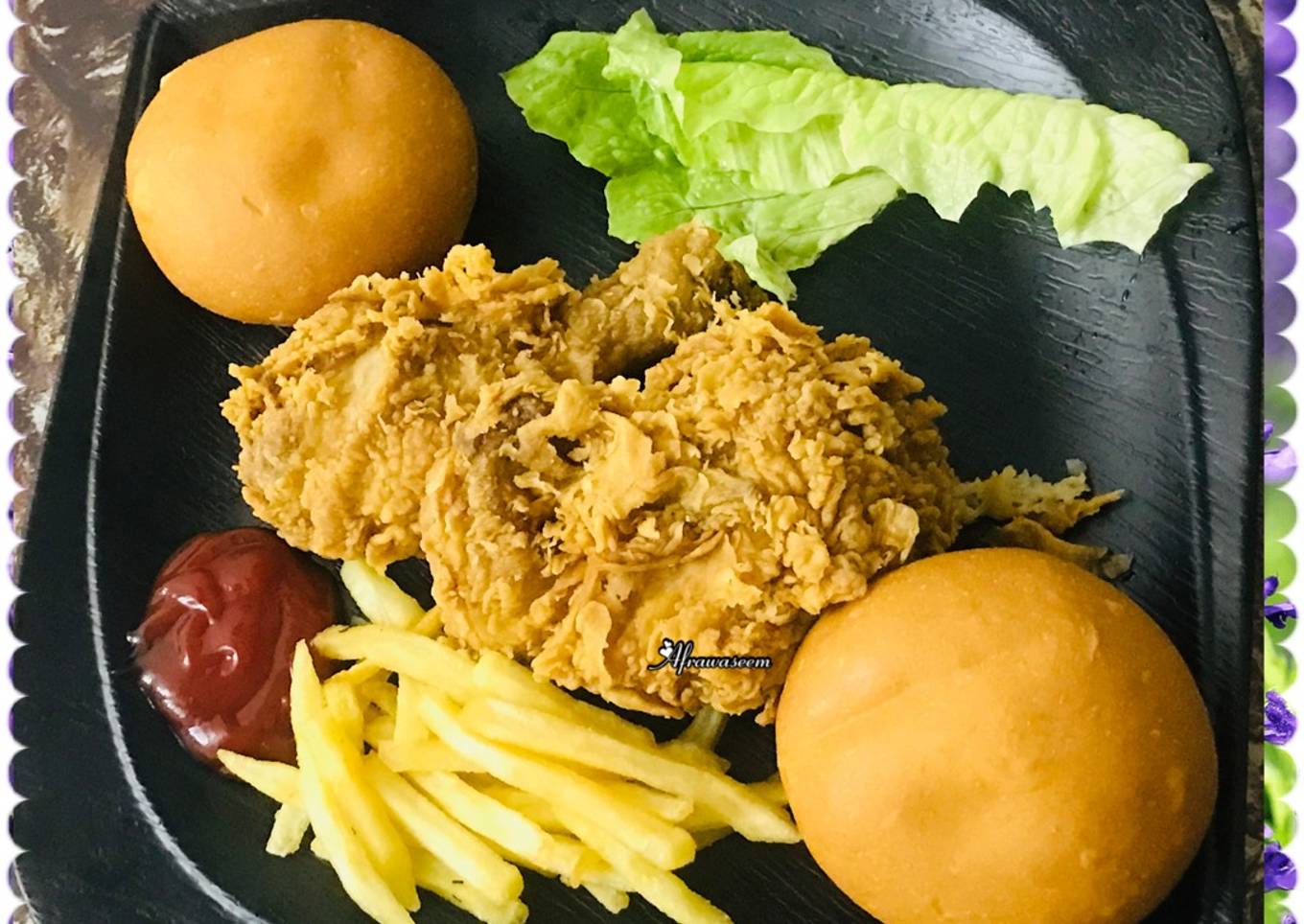 Kfc style chicken with French fries