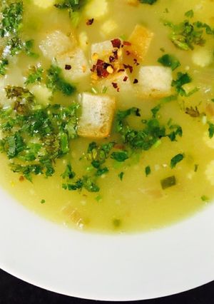 A picture of Whey protein veggie soup..!!!✅✅.