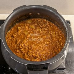 Mutton keema in pressure cooker A picture of Mutton keema in pressure cooker.