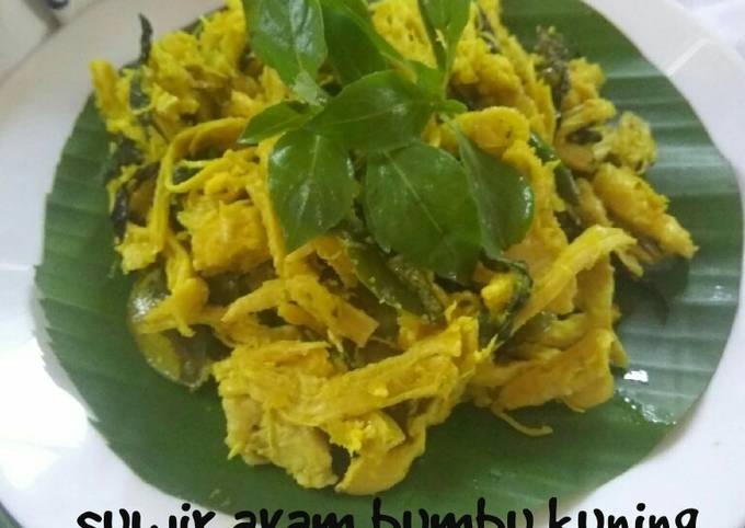 Resep Ayam suwir kemangi bumbu kuning Anti Gagal