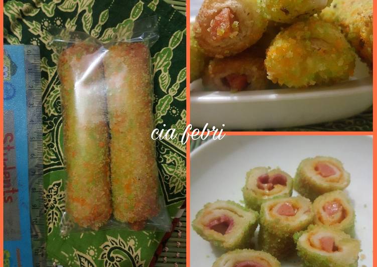 Roti gulung hijau (green bread sushi roll) ala fe' #rabubaru