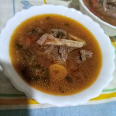 A picture of Beef soup.