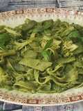 Nidos vegetales, verduras con pesto casero