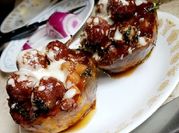 A picture of stuffed acorn squash