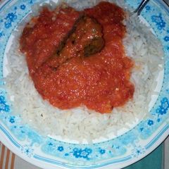 White rice and oil less stew A picture of White rice and oil less stew.