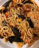 Espaguetis con Mariscos