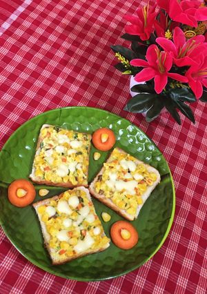A picture of Carrot and Corn Open Sandwich.