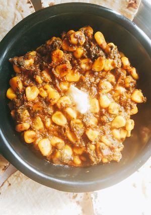 A picture of Palak corn sabji.