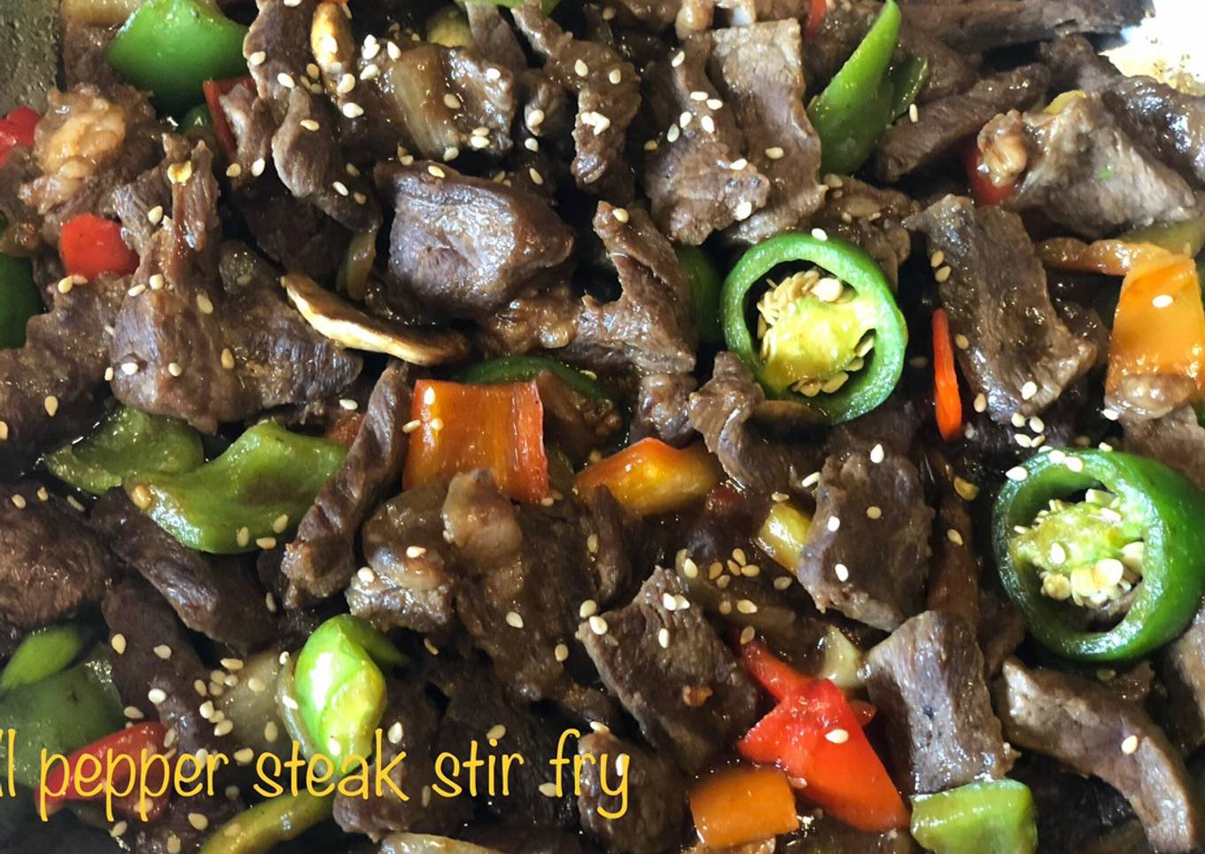 Bell pepper steak stir fry