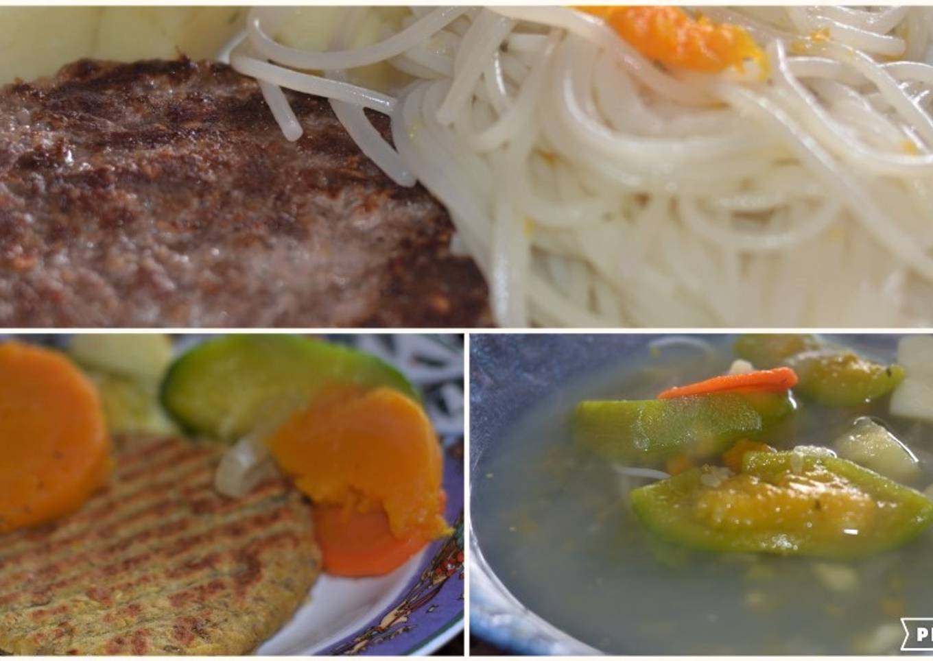 Sopa con derivados para hamburguesas
