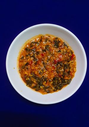 A picture of Healthy "Flat Lentil And Spinach Joint Broth".