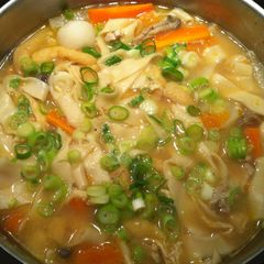 A picture of ‘Hōtō’ Noodle Miso Soup.