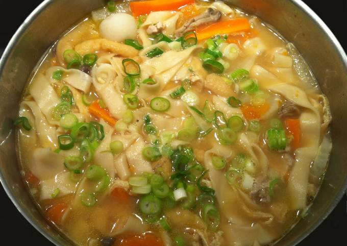 Hoto Noodle Soup Recipe (Flat Noodles and Vegetables Stewed in Miso Soup) -  Cooking with Dog