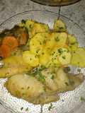 Pollo de mar al wok con papas