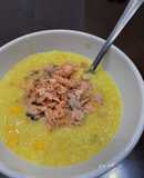 Cháo đậu xanh cá hồi