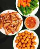 Cá chiên mắm me- rau củ luộc