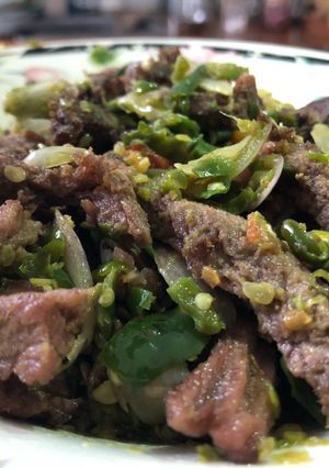 Foto resep Sapi Cabe Hijau (Dendeng Batokok Lado Ijo)