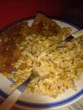 Fideos y milas de berenjena